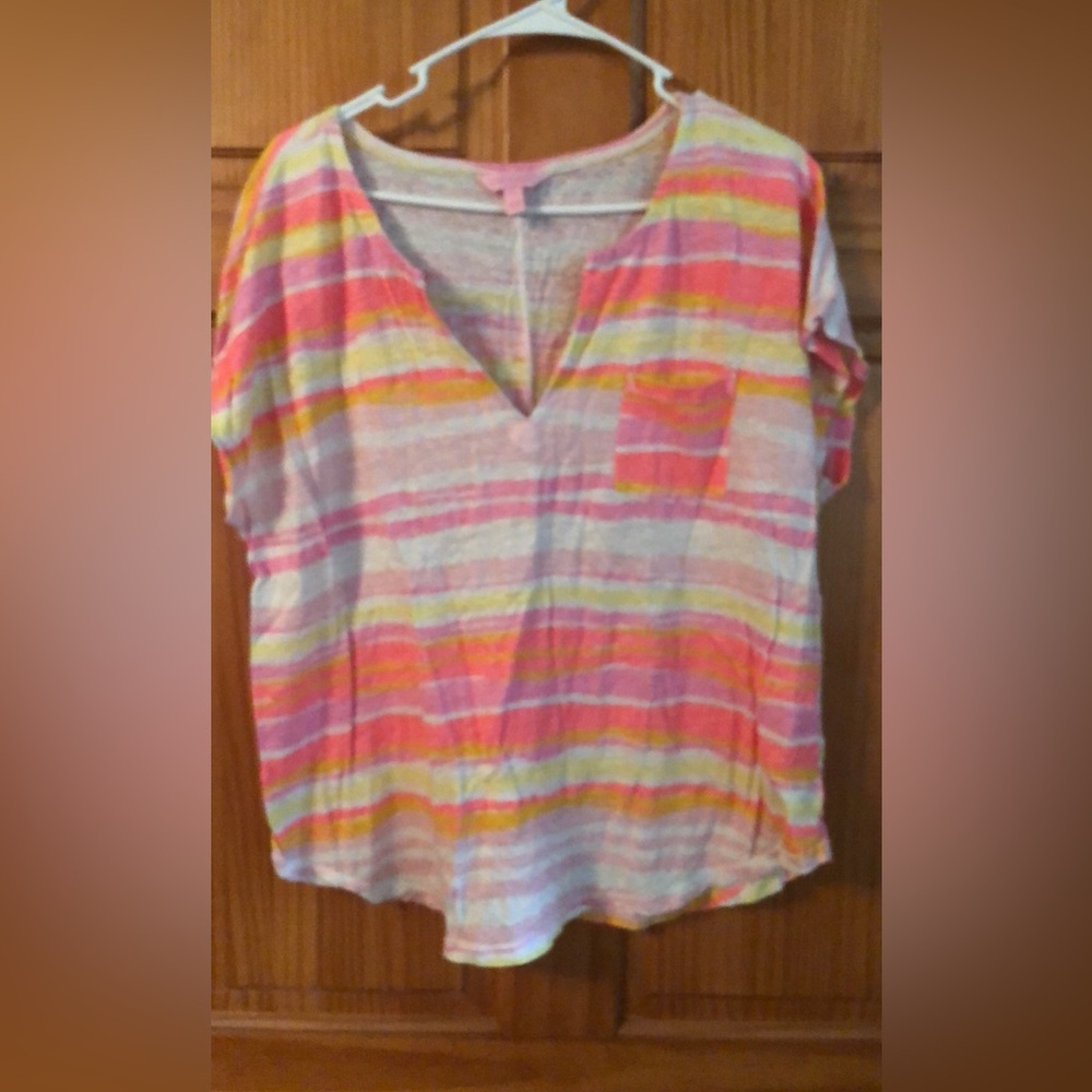 Lilly Pulitzer Duval Striped V-Neck Pocket Linen Tunic